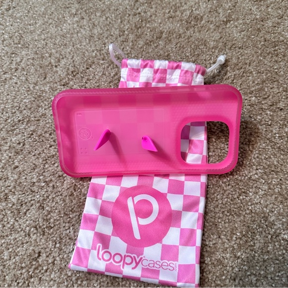 iPhone 14 Pro Pink and White Checkered LoopyCase - Picture 4 of 7